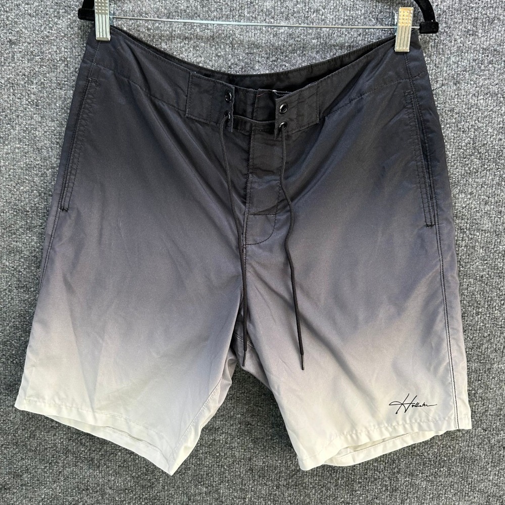 Hollister Mens Ombre Board Shorts Black White Gradient Swim Trunks Size 32
